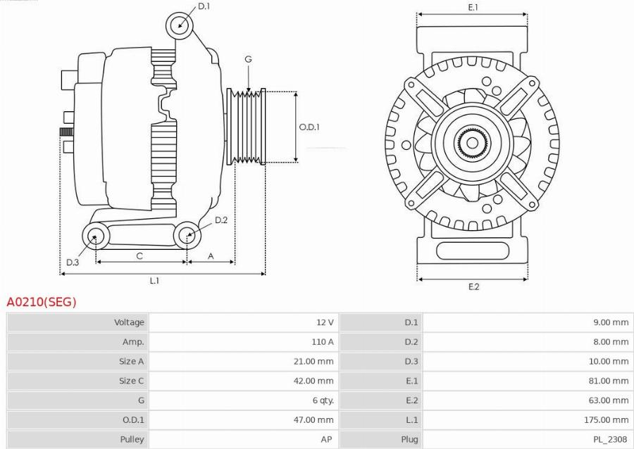 AS-PL A0210(SEG) - Генератор abcparts.ee