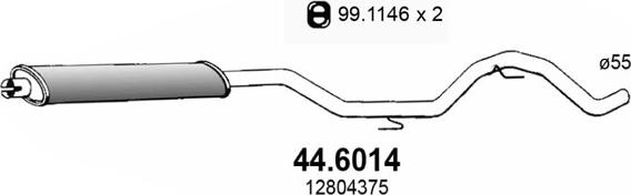 ASSO 44.6014 - Средний глушитель выхлопных газов abcparts.ee