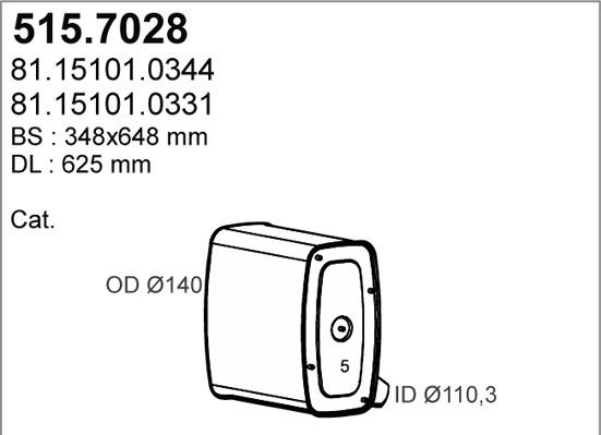 ASSO 515.7028 - Средний / конечный глушитель ОГ abcparts.ee