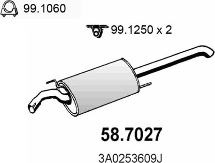 ASSO 58.7027 - Глушитель выхлопных газов, конечный abcparts.ee