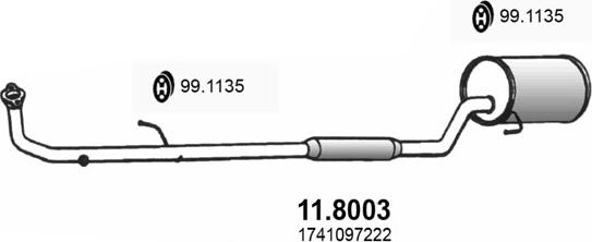 ASSO 11.8003 - Средний / конечный глушитель ОГ abcparts.ee