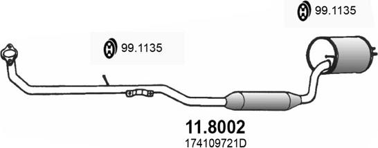 ASSO 11.8002 - Средний / конечный глушитель ОГ abcparts.ee