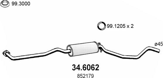 ASSO 34.6062 - Средний глушитель выхлопных газов abcparts.ee