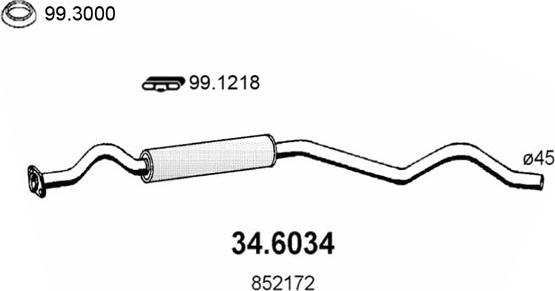 ASSO 34.6034 - Средний глушитель выхлопных газов abcparts.ee