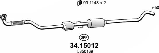 ASSO 34.15012 - Сажевый / частичный фильтр, система выхлопа ОГ abcparts.ee