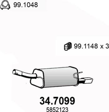 ASSO 34.7099 - Глушитель выхлопных газов, конечный abcparts.ee