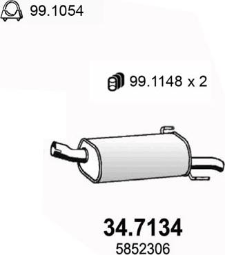 ASSO 34.7134 - Глушитель выхлопных газов, конечный abcparts.ee
