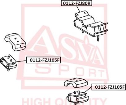 ASVA 0112-FZJ80R - Подушка, опора, подвеска двигателя abcparts.ee