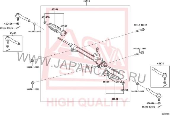 ASVA 0122-GYL15 - Осевой шарнир рулевой тяги, внутренний abcparts.ee