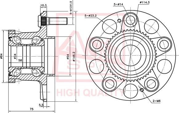 ASVA HNWH-RFA50R - Ступица колеса, поворотный кулак abcparts.ee
