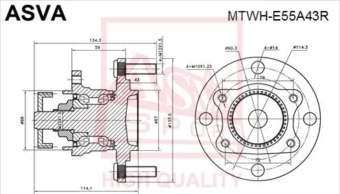 ASVA MTWH-E55A43R - Ступица колеса, поворотный кулак abcparts.ee