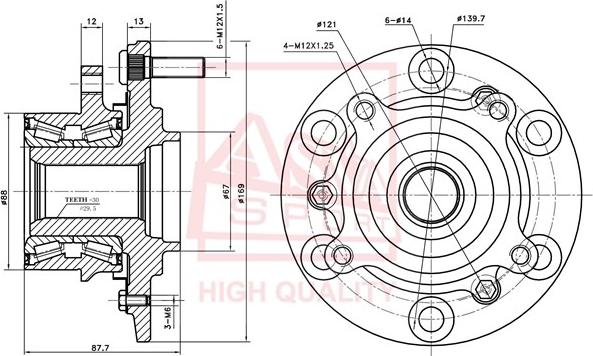 ASVA MTWH-KB4F - Ступица колеса, поворотный кулак abcparts.ee