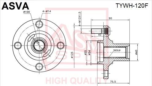 ASVA TYWH-120F - Ступица колеса, поворотный кулак abcparts.ee
