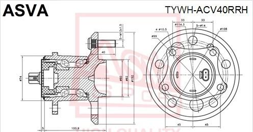ASVA TYWH-ACV40RRH - Ступица колеса, поворотный кулак abcparts.ee