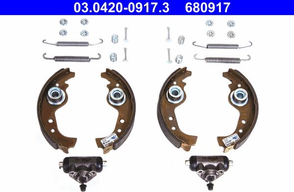 ATE 03.0420-0917.3 - Комплект тормозных колодок, барабанные abcparts.ee