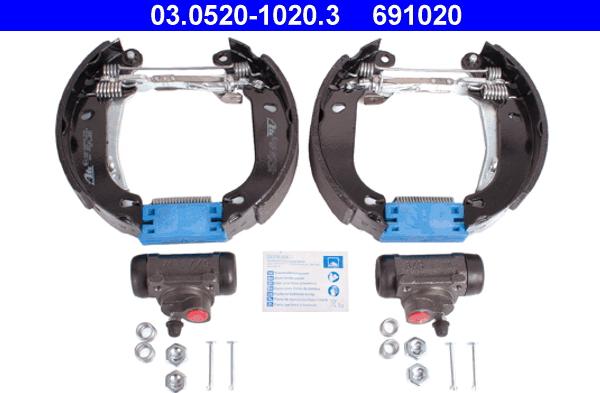 ATE 03.0520-1020.3 - Комплект тормозных колодок, барабанные abcparts.ee