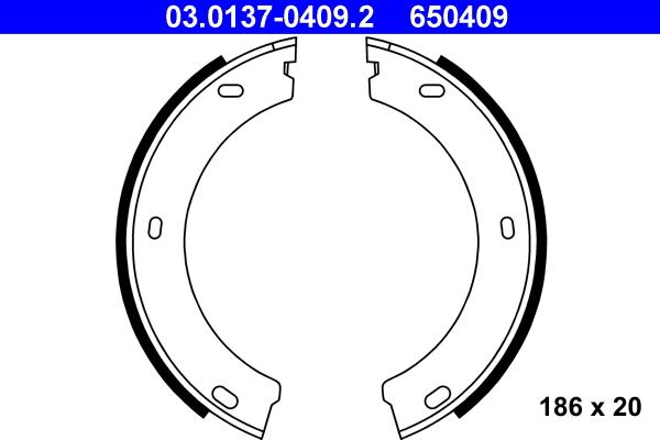 ATE 03.0137-0409.2 - Комплект тормозов, ручник, парковка abcparts.ee