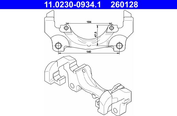 ATE 11.0230-0934.1 - Кронштейн, корпус скобы тормоза abcparts.ee
