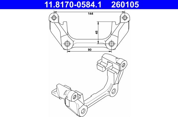 ATE 11.8170-0584.1 - Кронштейн, корпус скобы тормоза abcparts.ee