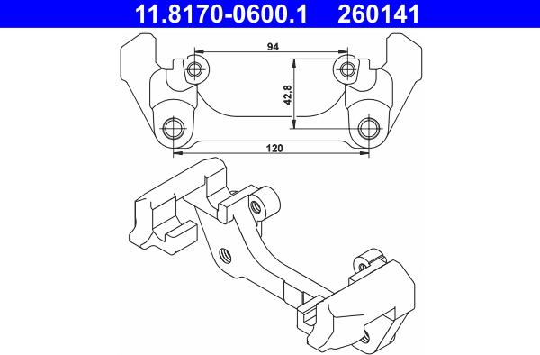 ATE 11.8170-0600.1 - Кронштейн, корпус скобы тормоза abcparts.ee