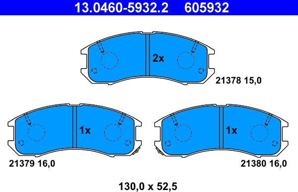 ATE 13.0460-5932.2 - Тормозные колодки, дисковые, комплект abcparts.ee