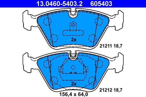ATE 13.0460-5403.2 - Тормозные колодки, дисковые, комплект abcparts.ee