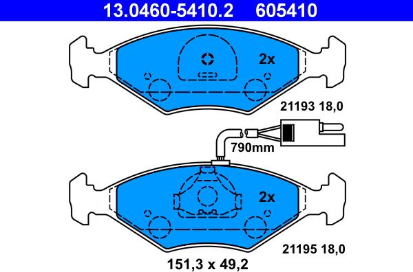 ATE 13.0460-5410.2 - Тормозные колодки, дисковые, комплект abcparts.ee