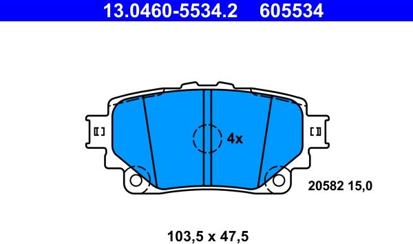 ATE 13.0460-5534.2 - Тормозные колодки, дисковые, комплект abcparts.ee