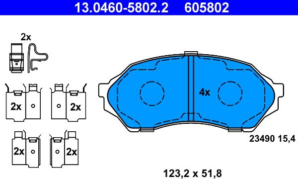 ATE 13.0460-5802.2 - Тормозные колодки, дисковые, комплект abcparts.ee
