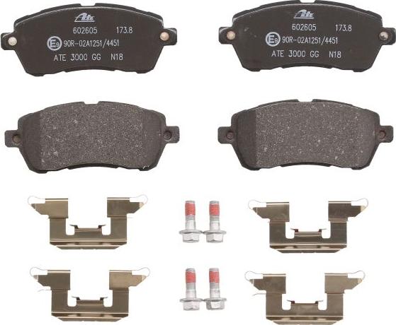 ATE 13.0460-2605.2 - Тормозные колодки, дисковые, комплект abcparts.ee
