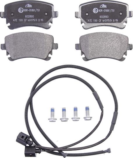 ATE 13.0460-2890.2 - Тормозные колодки, дисковые, комплект abcparts.ee