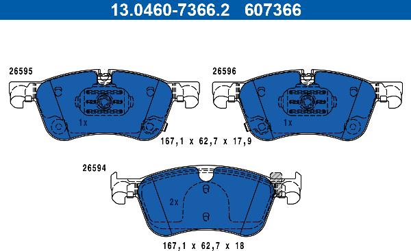 ATE 13.0460-7366.2 - Тормозные колодки, дисковые, комплект abcparts.ee