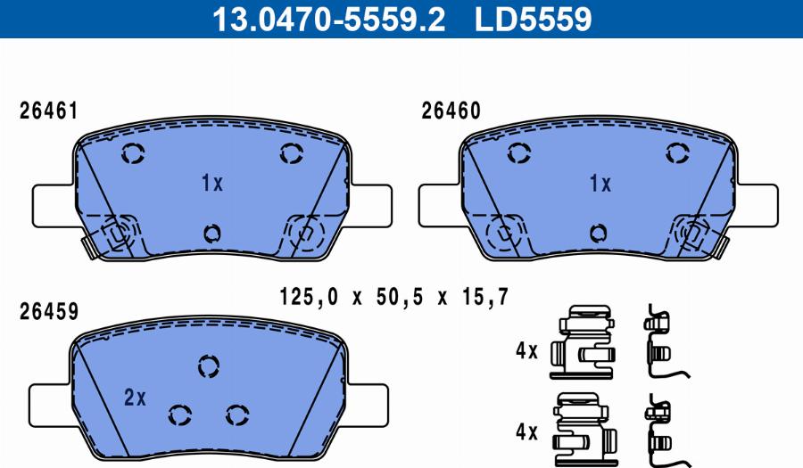 ATE 13.0470-5559.2 - Тормозные колодки, дисковые, комплект abcparts.ee