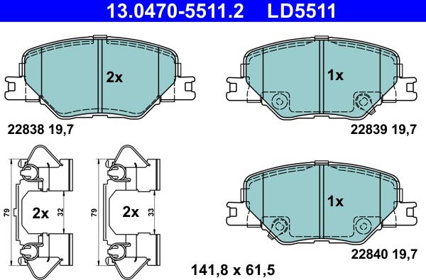 ATE 13.0470-5511.2 - Тормозные колодки, дисковые, комплект abcparts.ee