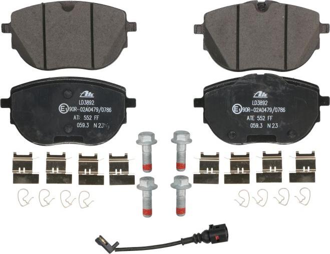 ATE 13.0470-3892.2 - Тормозные колодки, дисковые, комплект abcparts.ee