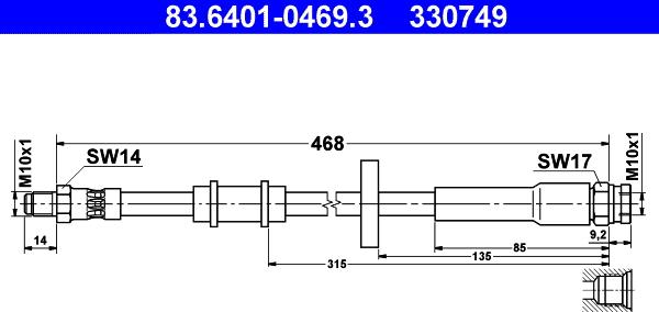ATE 83.6401-0469.3 - Тормозной шланг abcparts.ee