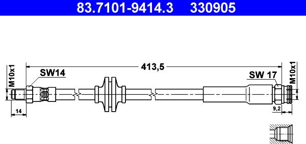 ATE 83.7101-9414.3 - Тормозной шланг abcparts.ee