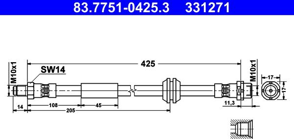 ATE 83.7751-0425.3 - Тормозной шланг abcparts.ee