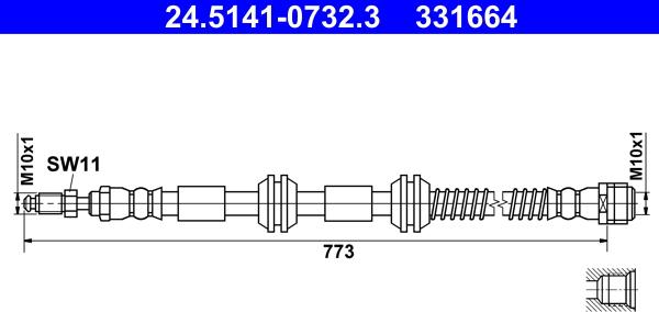 ATE 24.5141-0732.3 - Тормозной шланг abcparts.ee