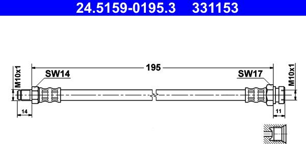 ATE 24.5159-0195.3 - Тормозной шланг abcparts.ee