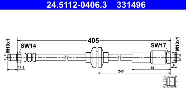 ATE 24.5112-0406.3 - Тормозной шланг abcparts.ee
