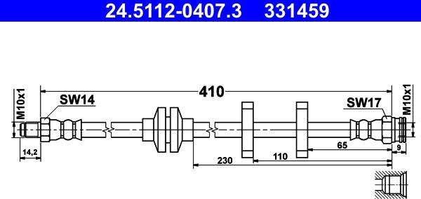 ATE 24.5112-0407.3 - Тормозной шланг abcparts.ee