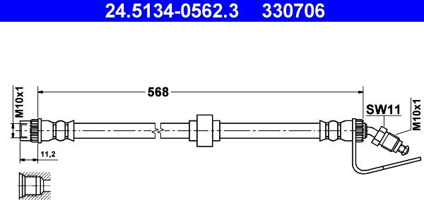ATE 24.5134-0562.3 - Тормозной шланг abcparts.ee