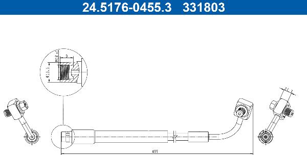ATE 24.5176-0455.3 - Тормозной шланг abcparts.ee