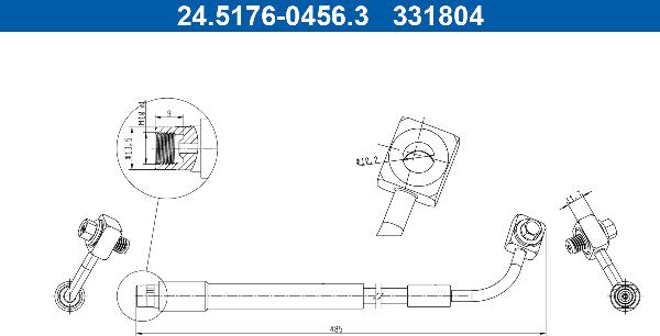 ATE 24.5176-0456.3 - Тормозной шланг abcparts.ee