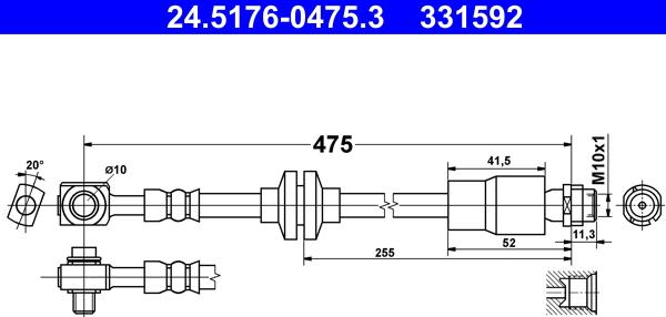 ATE 24.5176-0475.3 - Тормозной шланг abcparts.ee