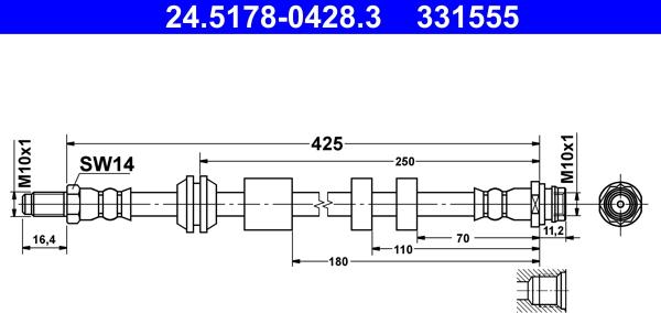 ATE 24.5178-0428.3 - Тормозной шланг abcparts.ee