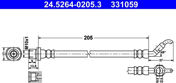 ATE 24.5264-0205.3 - Тормозной шланг abcparts.ee