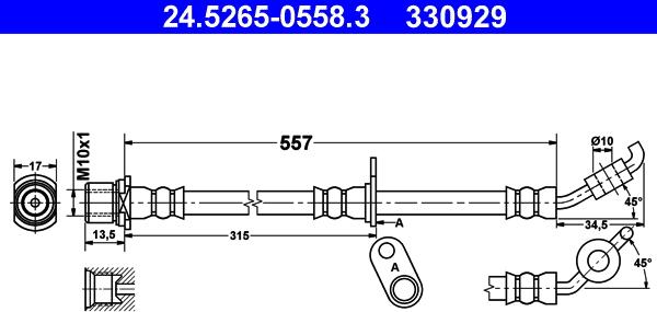 ATE 24.5265-0558.3 - Тормозной шланг abcparts.ee