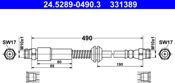 ATE 24.5289-0490.3 - Тормозной шланг abcparts.ee